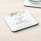 Greenery, Eucalyptus Leaves, Boho, Birthday Bier Onderzetter (Linkerzijde)