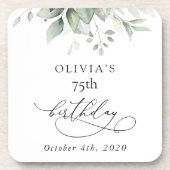 Greenery, Eucalyptus Leaves, Boho, Birthday Bier Onderzetter (Voorkant)