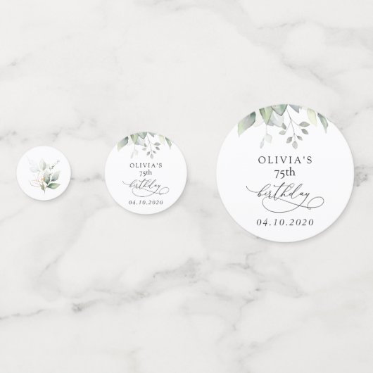 Greenery, Eucalyptus Leaves, Boho, Birthday Confetti (Achterkanten)