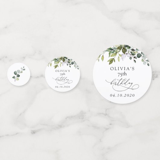 Greenery, Eucalyptus Leaves, Boho, Birthday Confetti (Voorkanten)