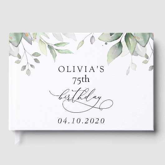 Greenery, Eucalyptus Leaves, Boho, Birthday Gastenboek (Voorkant)