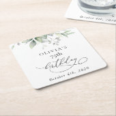 Greenery, Eucalyptus Leaves, Boho, Birthday Kartonnen Onderzetters (Schuin)