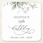 Greenery, Eucalyptus Leaves, Boho, Birthday Kartonnen Onderzetters (Voorkant)