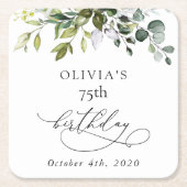 Greenery, Eucalyptus Leaves, Boho, Birthday Kartonnen Onderzetters (Voorkant)