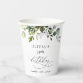 Greenery, Eucalyptus Leaves, Boho, Birthday Papieren Bekers (Voorkant)