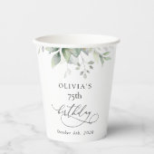 Greenery, Eucalyptus Leaves, Boho, Birthday Papieren Bekers (Voorkant)