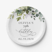 Greenery, Eucalyptus Leaves, Boho, Birthday Papieren Bordje (Voorkant)