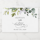 Greenery, Eucalyptus Leaves, Boho, Birthday Sparkling Wijnetiket (Enkel label)