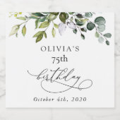 Greenery, Eucalyptus Leaves, Boho, Birthday Sparkling Wijnetiket (Enkel label)