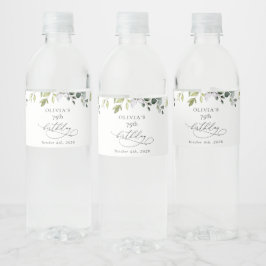 Greenery, Eucalyptus Leaves, Boho, Birthday Waterfles Etiket