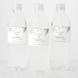 Greenery, Eucalyptus Leaves, Boho, Birthday Waterfles Etiket