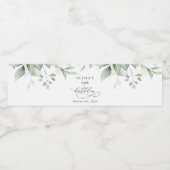 Greenery, Eucalyptus Leaves, Boho, Birthday Waterfles Etiket (Enkel label)