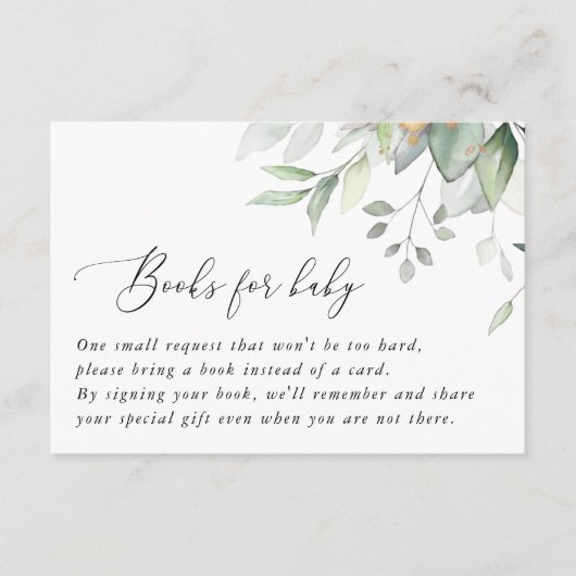 Greenery, Eucalyptus Leaves, Boho, Books for Baby Informatiekaartje (Voorkant)