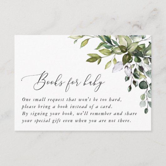 Greenery, Eucalyptus Leaves, Boho, Books for Baby Informatiekaartje (Voorkant)