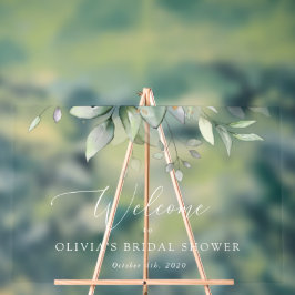 Greenery, Eucalyptus Leaves, Boho, Bridal Welcome Acryl Bord