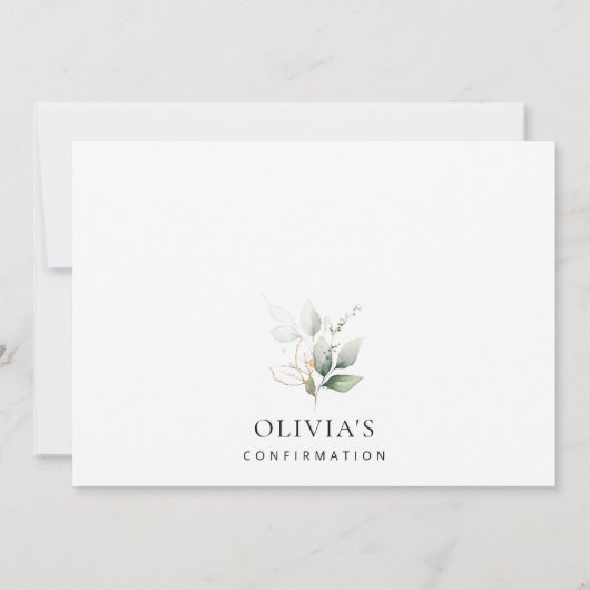 Greenery, Eucalyptus Leaves, Boho, Confirmation Kaart (Achterkant)