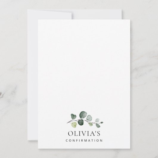 Greenery, Eucalyptus Leaves, Boho, Confirmation Kaart (Achterkant)