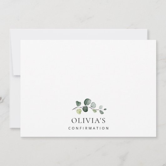 Greenery, Eucalyptus Leaves, Boho, Confirmation Kaart (Achterkant)