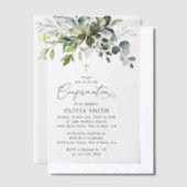 Greenery, Eucalyptus Leaves, Boho, Confirmation Vellum Uitnodigingen (Offset)