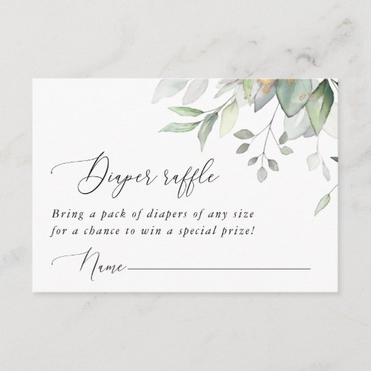 Greenery, Eucalyptus Leaves, Boho, Diaper Raffle Informatiekaartje (Voorkant)