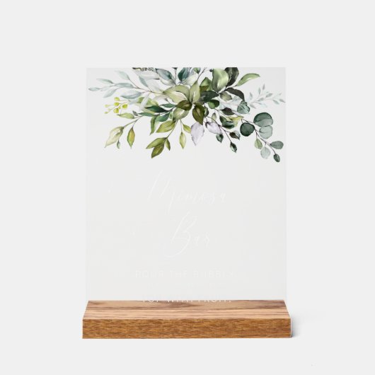 Greenery, Eucalyptus Leaves, Boho, Mimosa Bar Acryl Bord (Voorkant)
