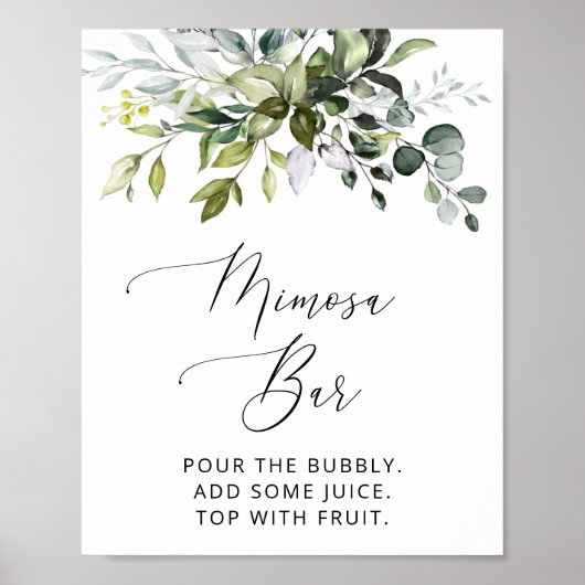 Greenery, Eucalyptus Leaves, Boho, Mimosa Bar Poster (Voorkant)