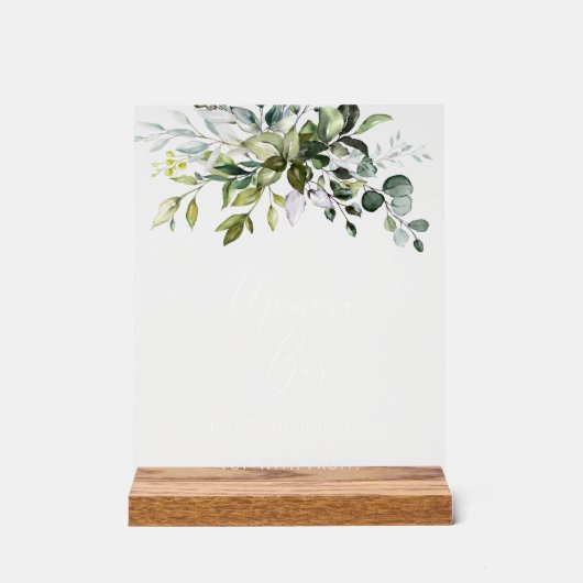 Greenery, Eucalyptus Leaves, Boho, Momosa Bar Acryl Bord (Voorkant)