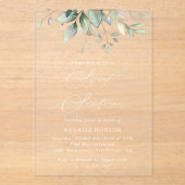 Greenery, Eucalyptus Leaves, Boho, Sweet 16 Acryl Uitnodigingen (Voorkant)