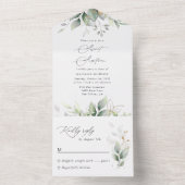 Greenery, Eucalyptus Leaves, Boho, Sweet 16 All In One Uitnodiging (Binnen)