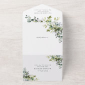 Greenery, Eucalyptus Leaves, Boho, Sweet 16 All In One Uitnodiging (Buitenkant)