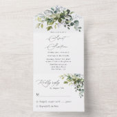 Greenery, Eucalyptus Leaves, Boho, Sweet 16 All In One Uitnodiging (Binnen)