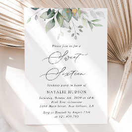 Greenery, Eucalyptus Leaves, Boho, Sweet 16 Kaart