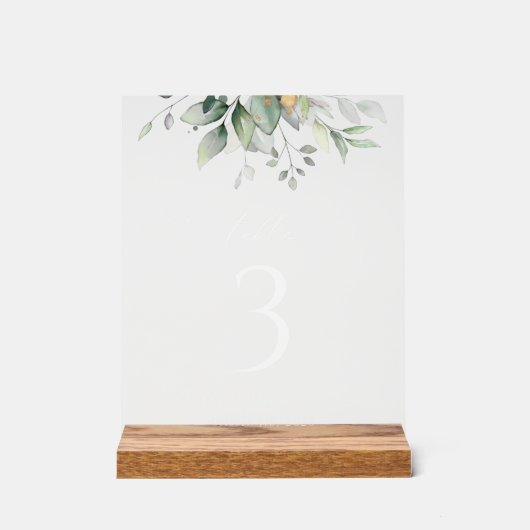 Greenery, Eucalyptus Leaves, Boho, Table Numbers Acryl Bord (Voorkant)