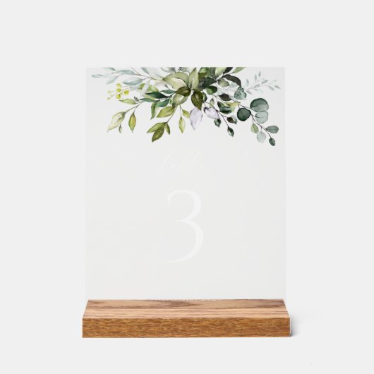 Greenery, Eucalyptus Leaves, Boho, Table Numbers Acryl Bord (Voorkant)