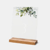 Greenery, Eucalyptus Leaves, Boho, Table Numbers Acryl Bord (Hoek)