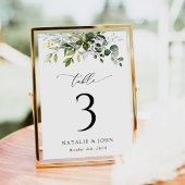 Greenery, Eucalyptus Leaves, Boho, Table Numbers Kaart