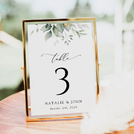 Greenery, Eucalyptus Leaves, Boho, Table Numbers Kaart
