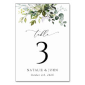 Greenery, Eucalyptus Leaves, Boho, Table Numbers Kaart (Achterkant)