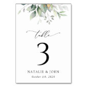 Greenery, Eucalyptus Leaves, Boho, Table Numbers Kaart (Voorkant)