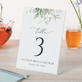 Greenery, Eucalyptus Leaves, Boho, Table Numbers Reclamebord Met Voetstuk (Insitu)