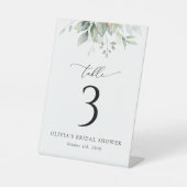 Greenery, Eucalyptus Leaves, Boho, Table Numbers Reclamebord Met Voetstuk (Voorkant)