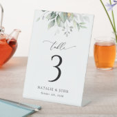 Greenery, Eucalyptus Leaves, Boho, Table Numbers Reclamebord Met Voetstuk (Insitu)