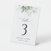 Greenery, Eucalyptus Leaves, Boho, Table Numbers Reclamebord Met Voetstuk (Voorkant)