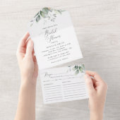 Greenery, Eucalyptus Leaves, Boho, Vrijgezellenfee All In One Uitnodiging (Afscheurbaar)