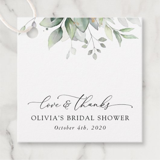 Greenery, Eucalyptus Leaves, Boho, Vrijgezellenfee Bedankjes Labels (Voorkant)