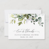 Greenery, Eucalyptus Leaves, Boho, Vrijgezellenfee Bedankkaart (Voorkant)