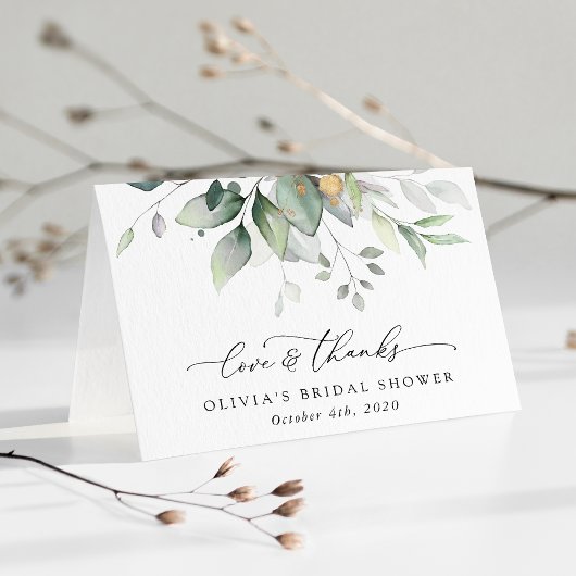 Greenery, Eucalyptus Leaves, Boho, Vrijgezellenfee Bedankkaart