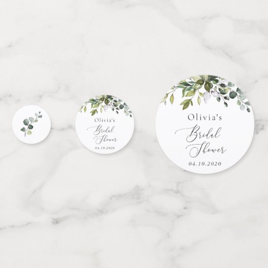 Greenery, Eucalyptus Leaves, Boho, Vrijgezellenfee Confetti (Achterkanten)