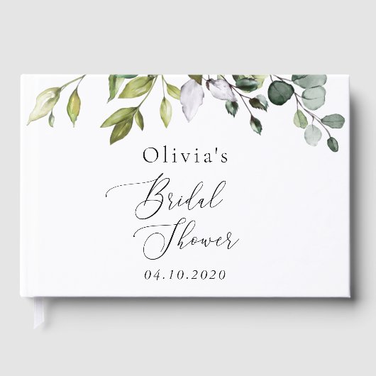 Greenery, Eucalyptus Leaves, Boho, Vrijgezellenfee Gastenboek (Voorkant)