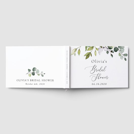 Greenery, Eucalyptus Leaves, Boho, Vrijgezellenfee Gastenboek (Volledig)